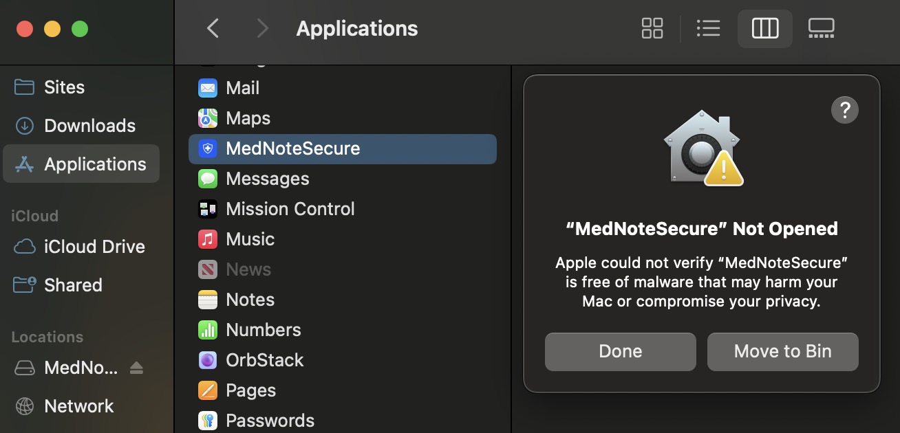 Lancer MedNoteSecure pour la première fois